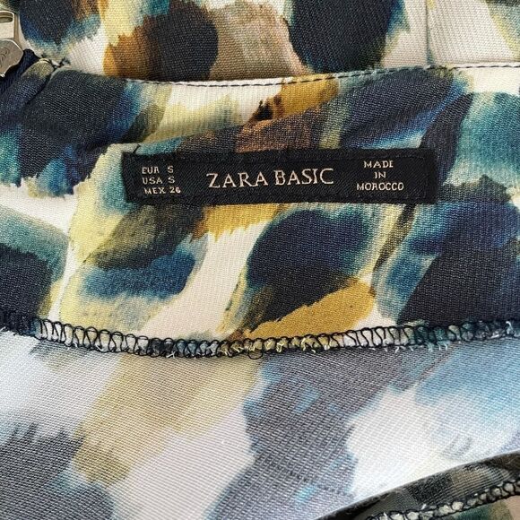 🟢Zara Printed Dot 3/4 Sleeve Shift Back Zip Dress S - Picture 8 of 10